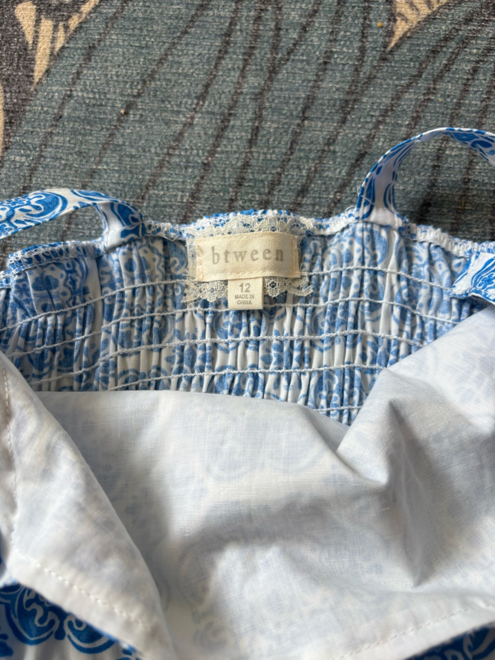 btween Blue and White Medallion Print Tiered Sundress - Picture 3 of 5